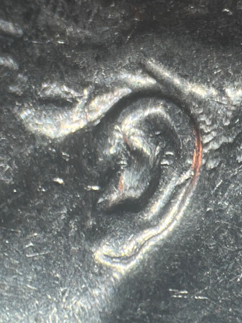 Roosevelt-Dimes-1985-P--Double-Ears-?-Die-D�t�rioration-?-+-P-Mint-Mark